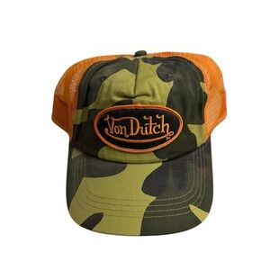 Von Dutch Camouflage and Orange Trucker Cap